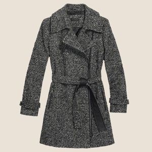Authentic Donna Karen Asymmetrical Zip Tweed Coat